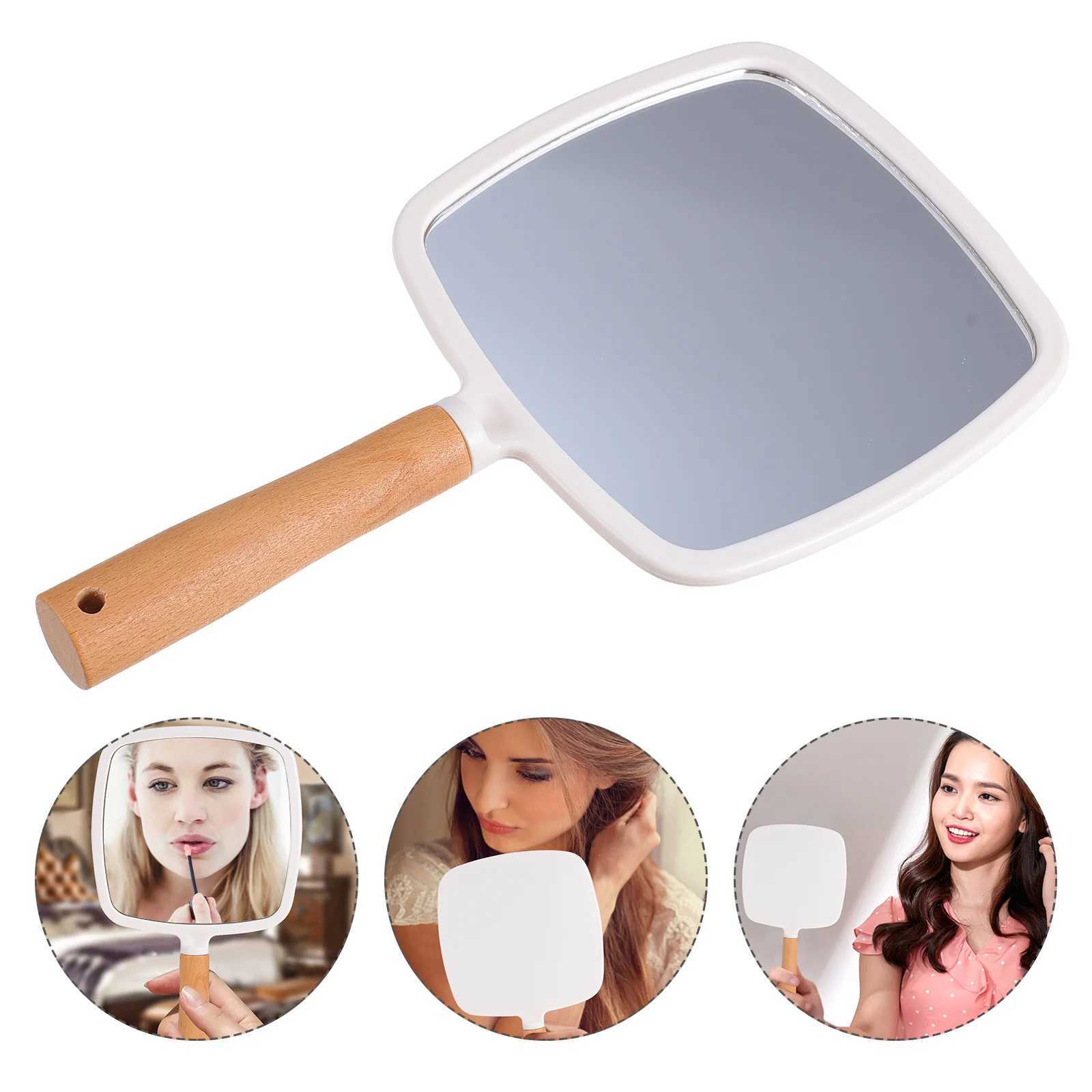 Handheld mirror dressing table for womens makeup handheld wooden salon barber table W240813