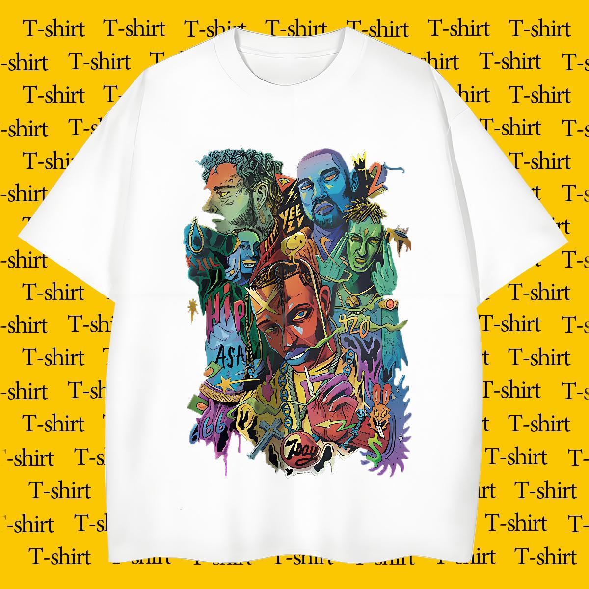 T shirt 230g Pure Cotton portrait Sport O-Neck Short Sleeve Black White Men Tops Tees DIY Customized Loose Fit Tshirts