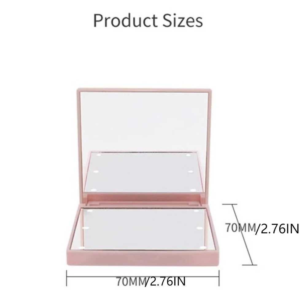 Double sided LED makeup mirror portable square womens makeup mirror with 6 LED lights handheld beauty mini pocket mirror W240813