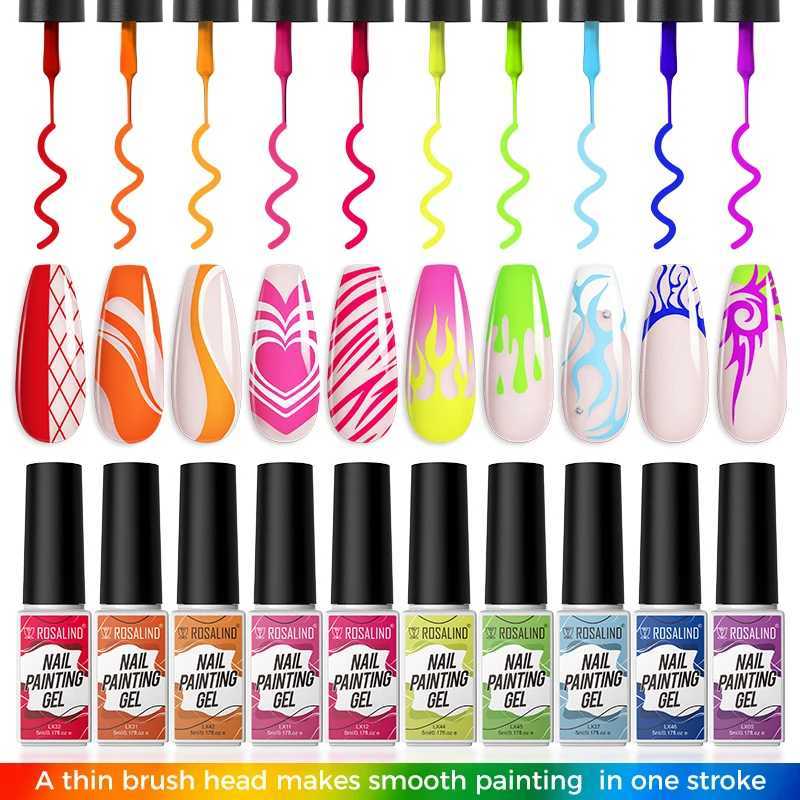 ROSALIND 5ml Line Nail Gel UV Lamp For Nail Art With Brush Vernis Semi Permanent Nail Gel Polish Wire Painting Nail GelM240814