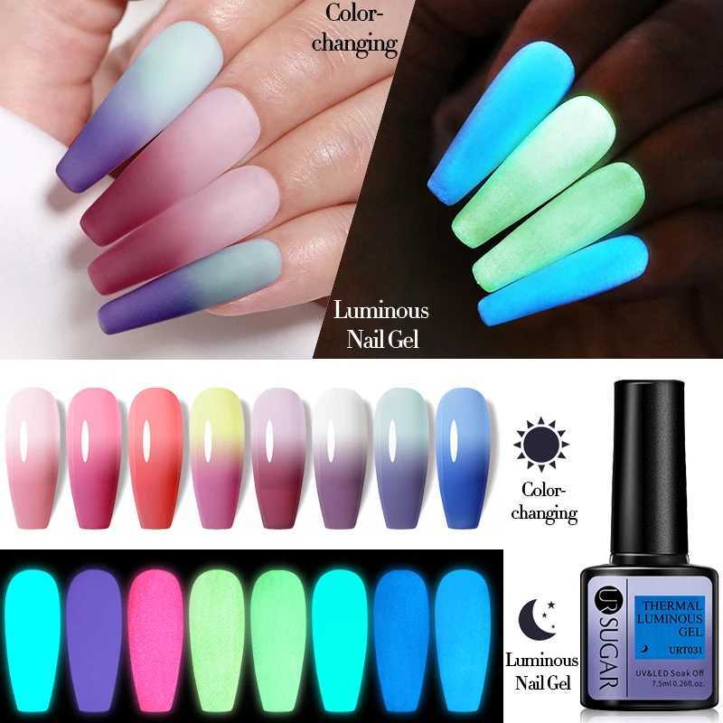 UR SUGAR 7.5ml Lumious Thermal Gel Nail Polish Glow In Dark Temperatural Changing Gel Soak Off UV LED Nail Art Gel VarnishM240814