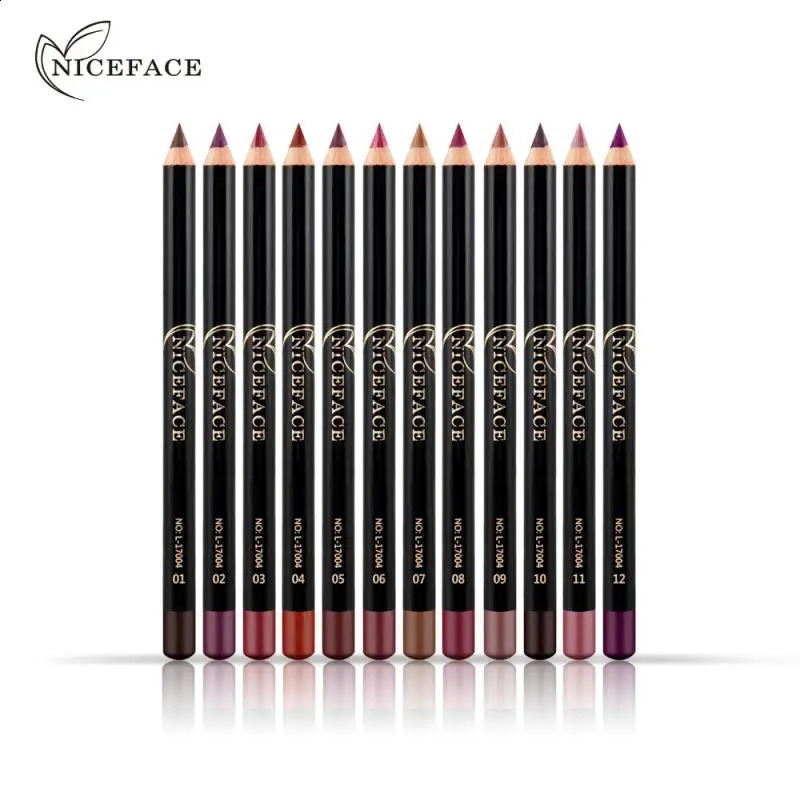 NICEFACE 12 Colors Matte Lip Pencils Nude Lipliner Pencil Waterproof Lipstick Pen Lip Liner Long Lasting Lips Makeup Cosmetics 240814