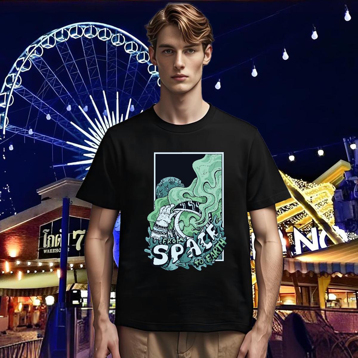 T-Shirts for Men 230g Cotton universe Outdoor Short Sleeve O-Neck Customized Print Tshirts Fashion Casual Brand Tees