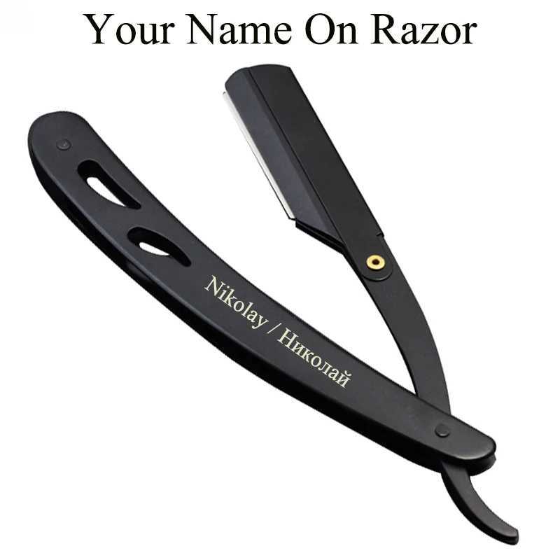 Men Shaving Straight Razors Barber Tools Manual Shaver Steel Fold Knife Pro Face Shaver Customizing NameM240814