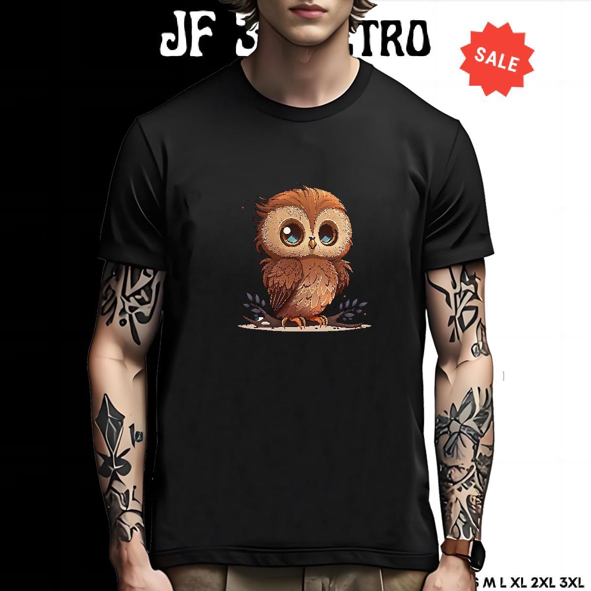 Unisex Men T Shirts Owl Breathable Short Sleeve Anime Printing Street DIY Printed 100% Cotton 230g Couples T Shirts New Arrival Tee Shirt