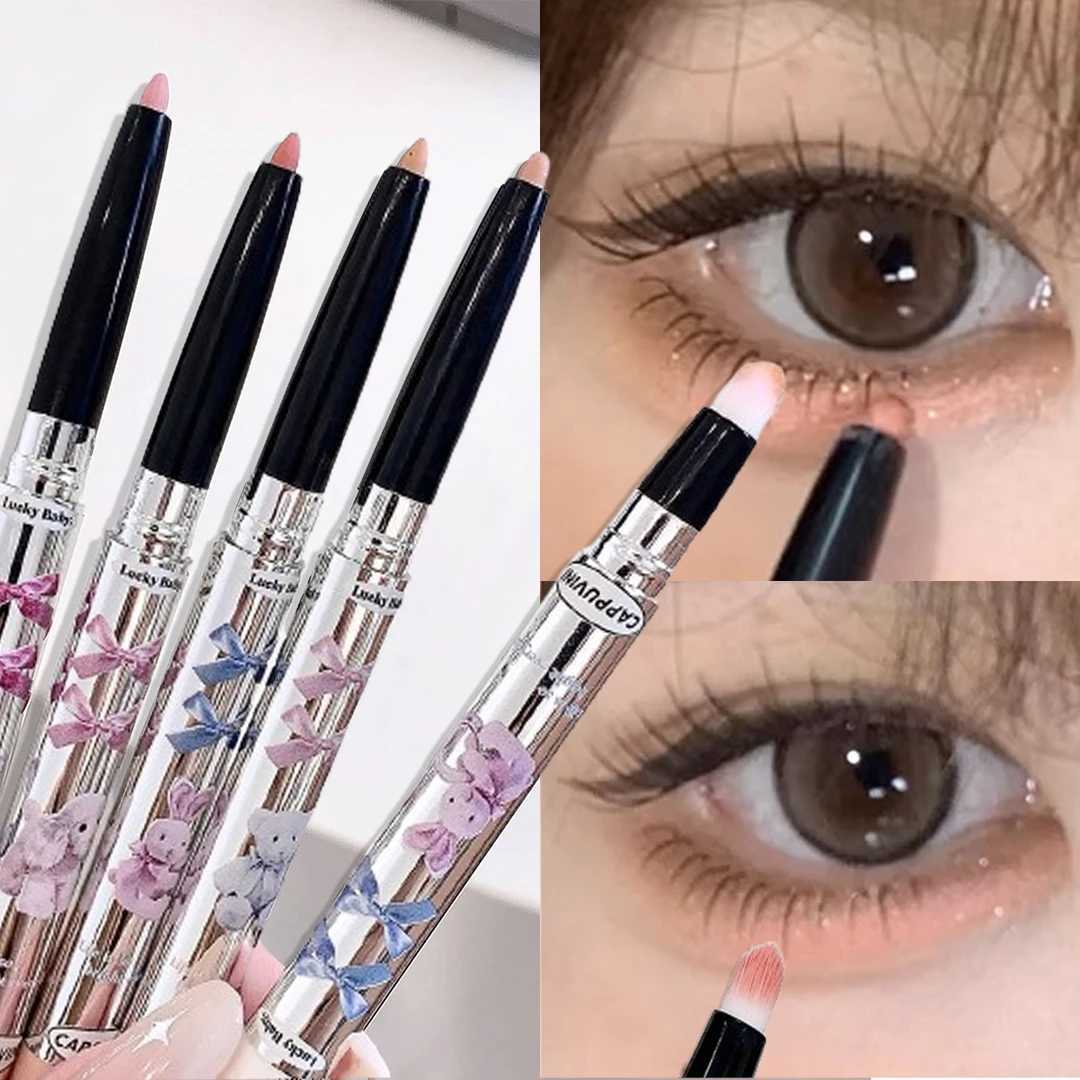 Highlighter Eye Shadow Pencil Pearl Bright Eyeliner Shimmer Matte Gel Eye Head Brightening Lying Silkworm Pen With Brush Makeup Y240813