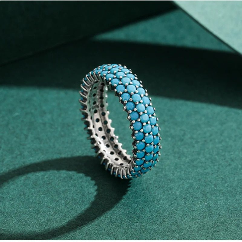 Turquoise Sterg Sier Rings for Women: Bohemian Style Jewelry 4