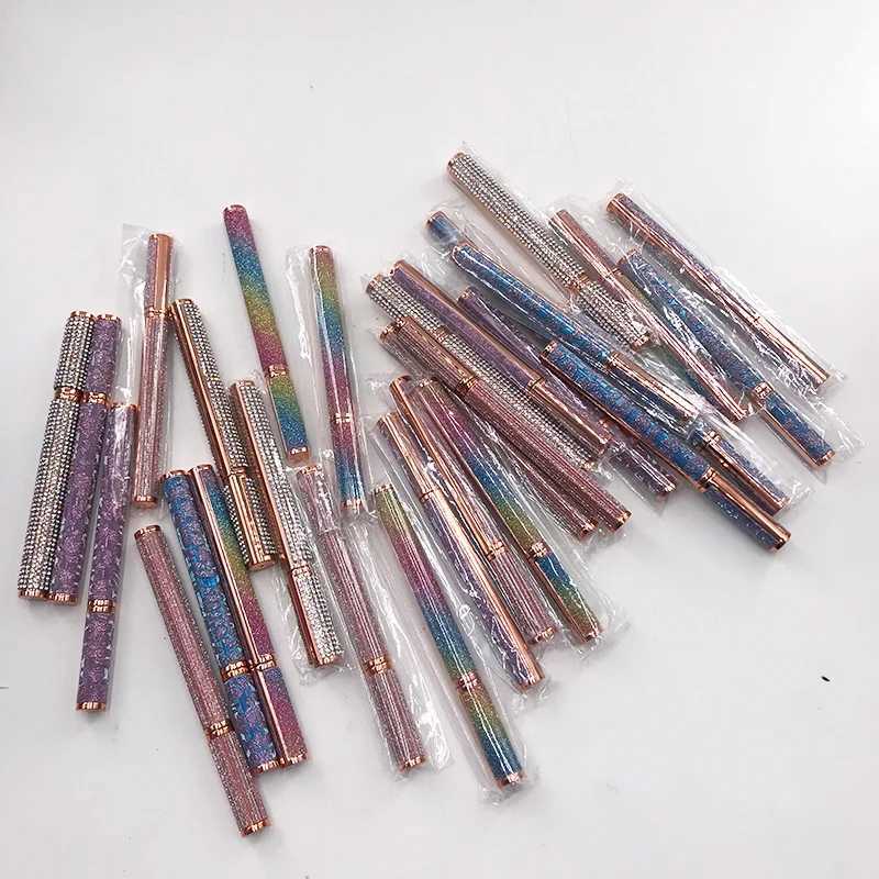 Self Adhesive Black Eyeliner Pen Rhinestone Eye Liner Glue Pen Long Lasting Glue with Flower Y240813