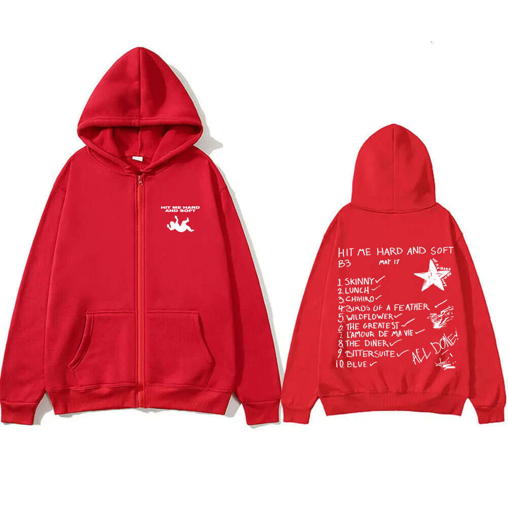Me Hit Hard and Soft 2024 Tour Zipper Hoodie Vintage Oversized Streetwear Men Women Fashion Casual Fleece Zip-up Jacket Coats n