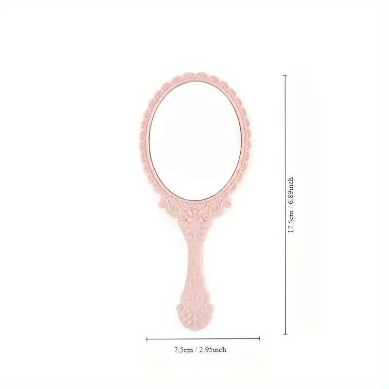 Retro handheld mirror cute handheld decorative mirror suitable for girls makeup embossed flowers portable antique travelers W240813