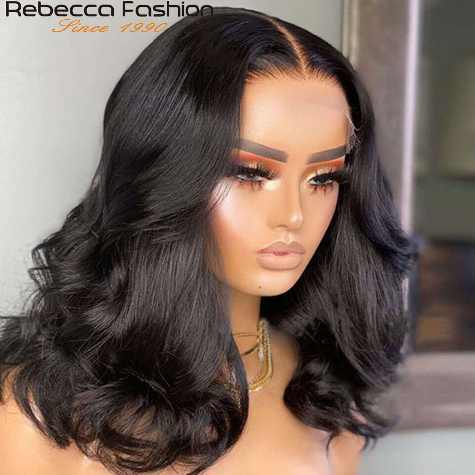14-28" 180D Human Hair Pre Plucked Brazilian Body Wave Front Wigs Transparent Lace For Black Women