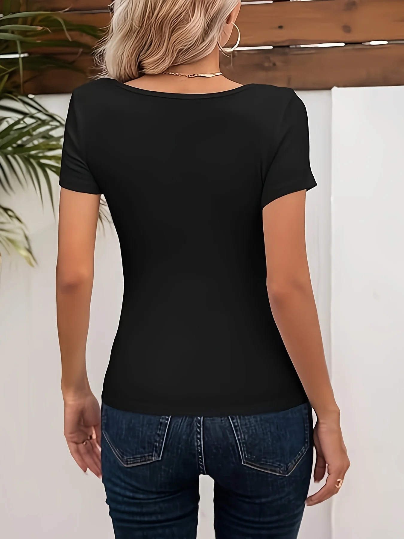 Womens Fashion Cutout Tops Short Sleeve Ribbed Slim Fitted Shirts tee Tshirts Casual Knit Fit Trendy Basic Cute 240813