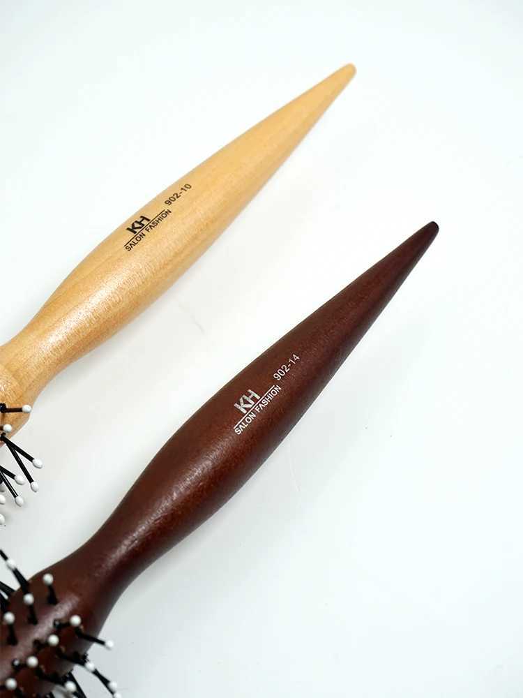 3 sizes of wooden bristle brushes circular brushes barber styling tools anti-static brushes curling brushes professional hair brushes W240813