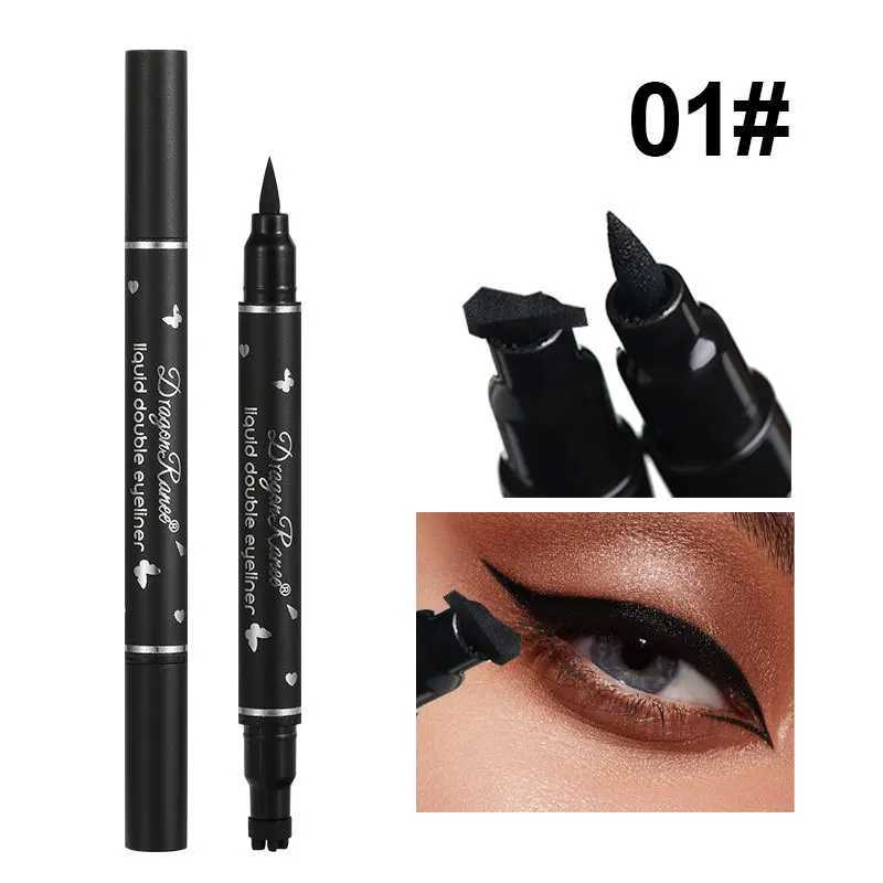 Waterproof Double-ended Eyeliner Stamp Pencil with Heart Plum Star and Dotted Designs for Perfect Eye Corner and End Shapes Y240813