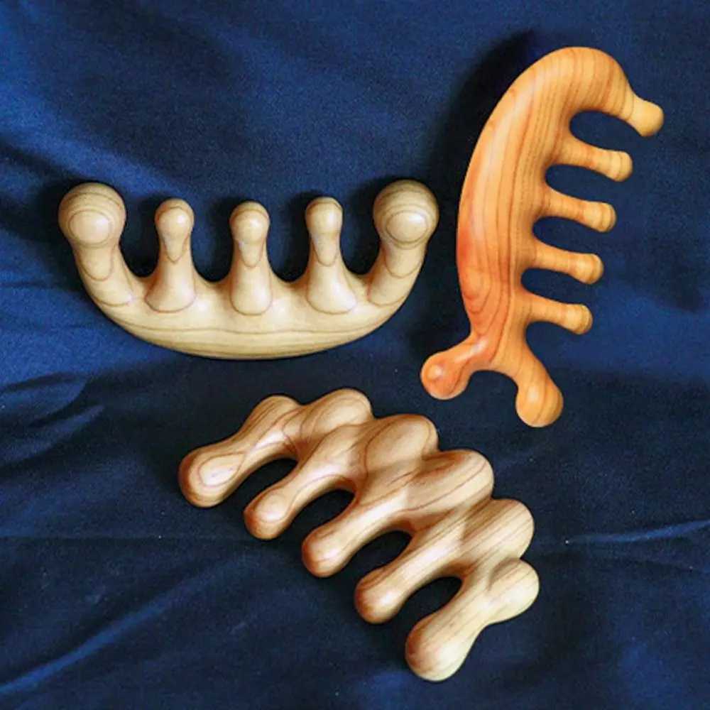 Blood circulation massage comb anti-static peach blossom wood relaxation head massage scalp salon supplies brush styling tools W240813