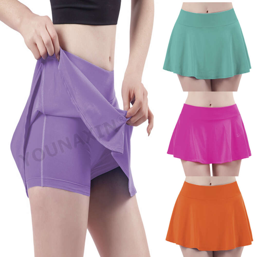 Women Tennis Culottes High Waist Fiess Skirt Training Running Yoga Badminton Sports Shorts Lining Girl Anti-emptied Quick Dry