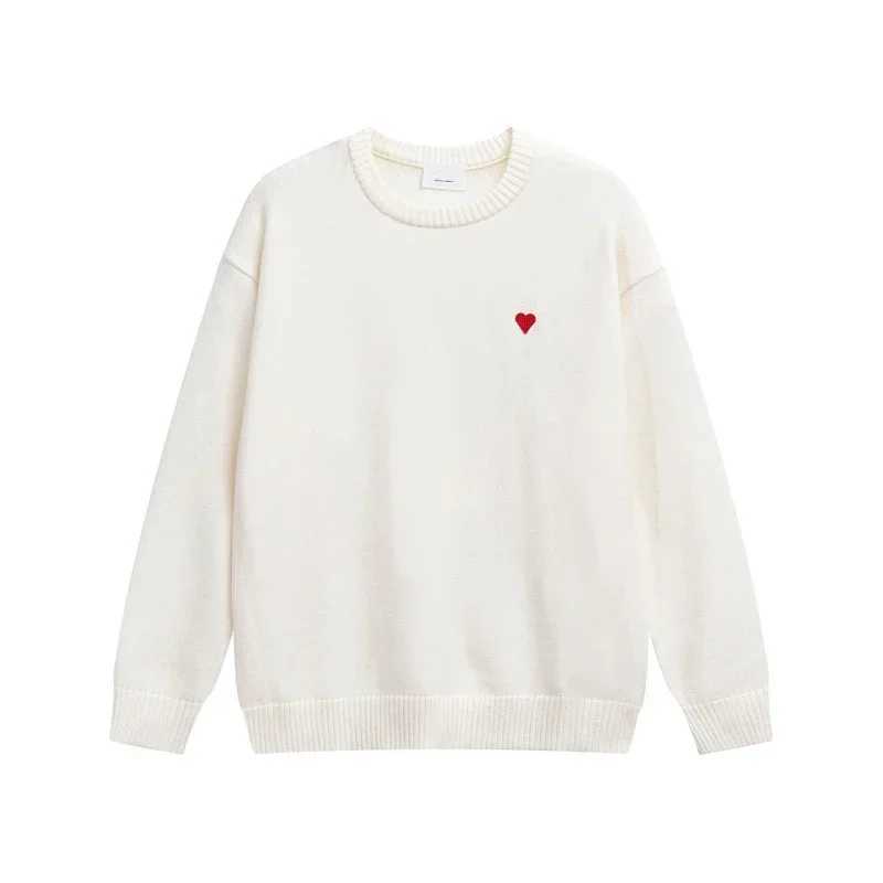 Autumn and Winter Mens and Womens Knitted Zipper O-neck Heart Embroidery 2023 Loose Fashion Casual SweaterW240729