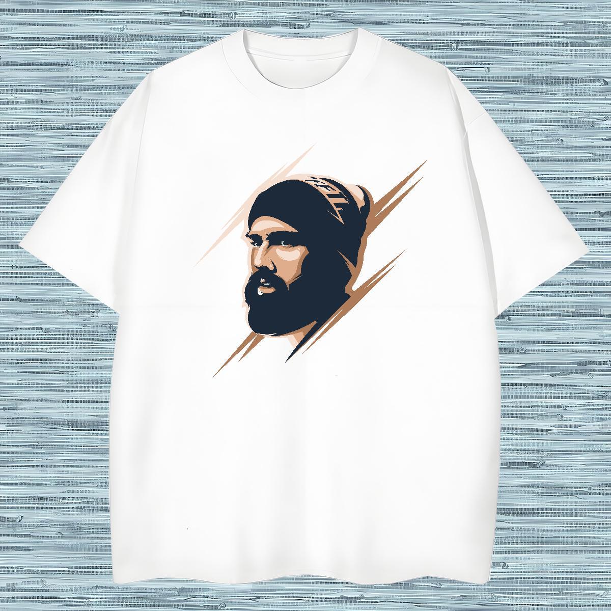 T Shirts Men 230g 100% Cotton portrait Casual Beach Short Sleeve O-Neck Black Oversized Couples T Shirts Fashion New Cool Design Polos