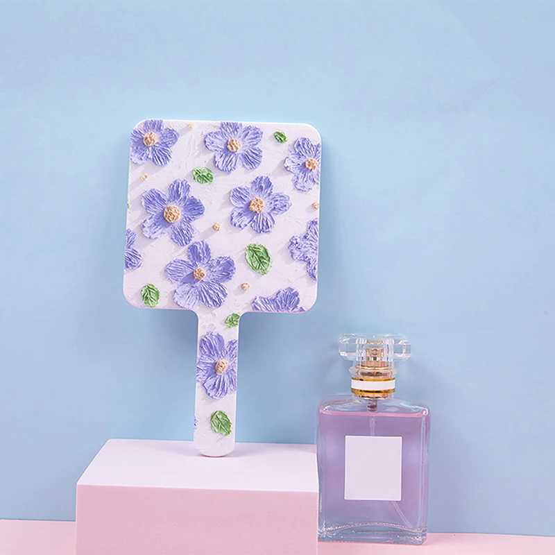 Used for eyelash extension handheld makeup mirror small mirror square mirror with handle design hand mirror compact mirror for SPA salons W240813