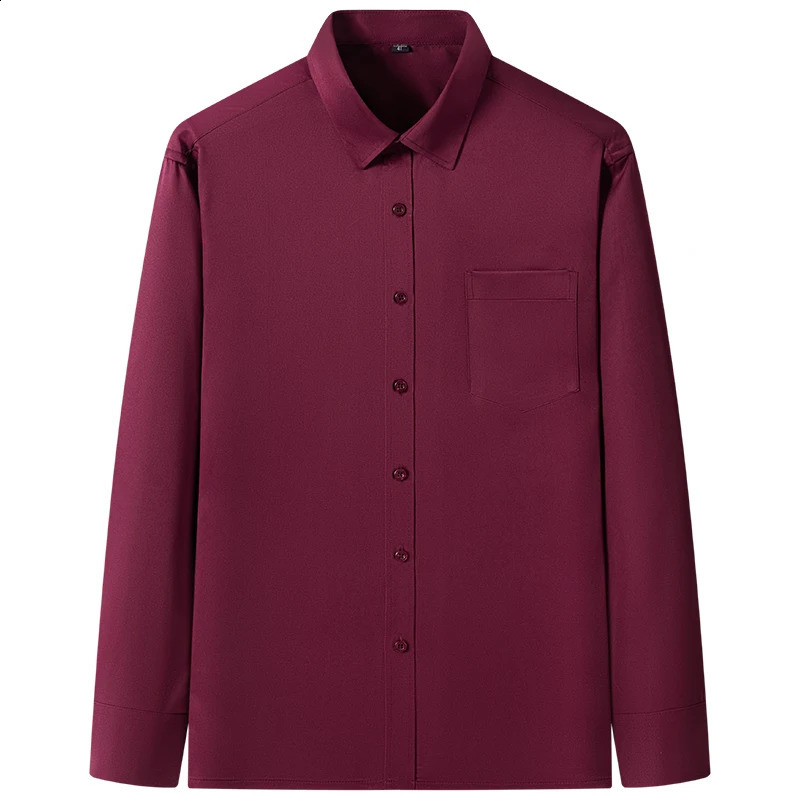 Solid Color Foursided Stretch Long-sleeved Shirt Spring And Autumn Square Collar Business Casual Versatile Men Clothing 240814