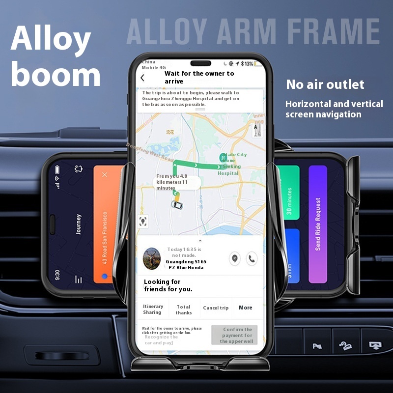 Magnetic Suction Vehicle Quick Charge Compatible Smartphone Clip - Air Vent GPS Support
