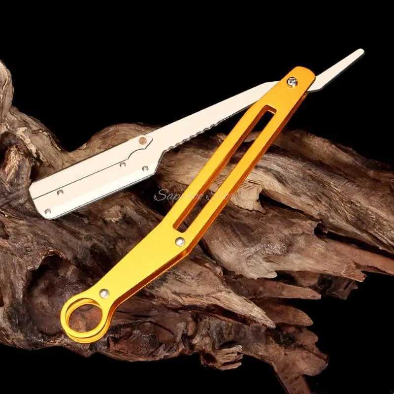Metal Barber Shop Manual Folding Razor Hairdressing Shaving Knives Aluminum Handle Mens Beard Sweat Hair Armpit Hair FaceM240814