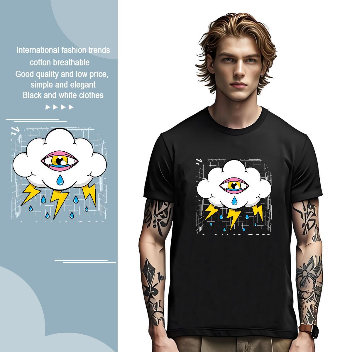 T-Shirts 230g Cotton eyes Hip Hop Street Breathable Short Sleeve Oversized 4XL Men Tees Designer Cool Top Tees
