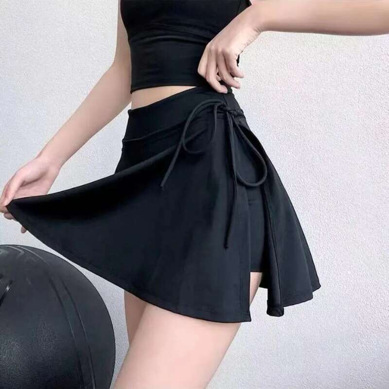 Sports HOUZHOU Tennis Women Quick Drying Pocket Side Split High Waist Elastic Lace-up Yoga Skirt Pants for Outwear Summer