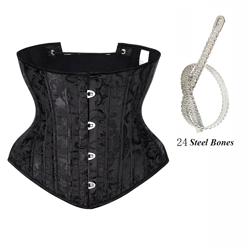 23cm Short Torso 24 Spiral Steel Boned Corset Floral Slimming Waist Shapewear Jacquard Underbust Corset Gothic Busiter 8130
