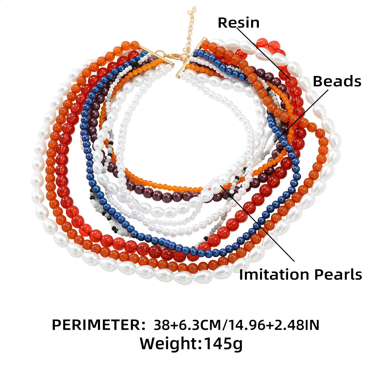 2024 Colorful Beads Chains Pearl Choker Necklace for Women Bohemian Jewelry Multilayer Tassel Chain 240813