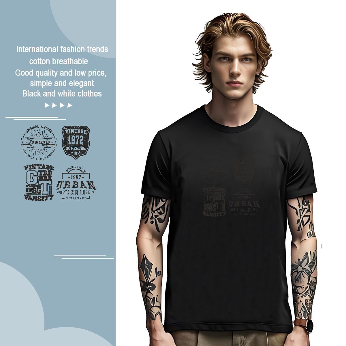 Loose Fit letter T-Shirts Casual Daily Wear Couples T Shirts 230g Pure Cotton 2024 Summer Round Neck Short Sleeve Black Oversized Tee Shirt