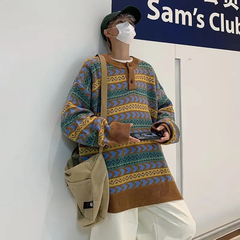 Knit Sweaters For Men Pullovers Mens Autumn Warm Clothing Oversize Y2k Vintage Sweater Winter Cotton Warm Man Clothes 240821