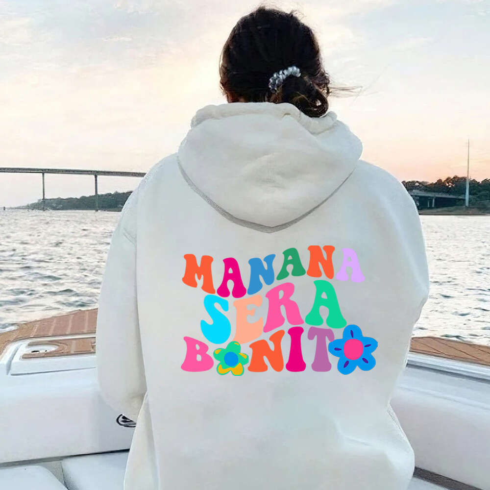 Sera Manana Bonito Letter Print Wpmen Hoodies Plus Size Sweatshirt Hip Hop Autumn Warm Female Pullover Korean Trend Sudaderas