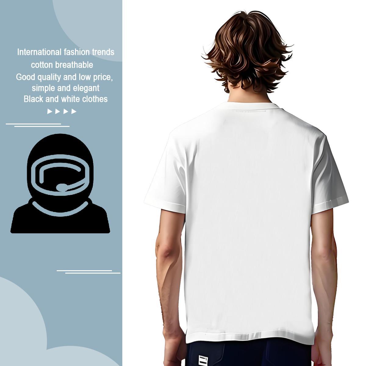 T Shirts Men 230g Cotton universe Hip Hop Street Breathable Crew Neck Custom Cartoon Tshirt for Man Woman Fashion Casual Loose Fit Top Tees