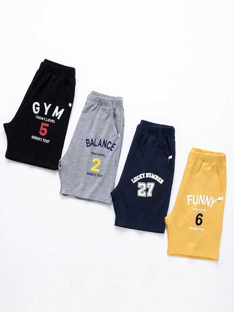 LJMOFA 5-12Y Childrens New Summer Cool Mens Casual Pants with Elastic Waist Fashionable and Comfortable Cotton Sports Shorts D303 W240813