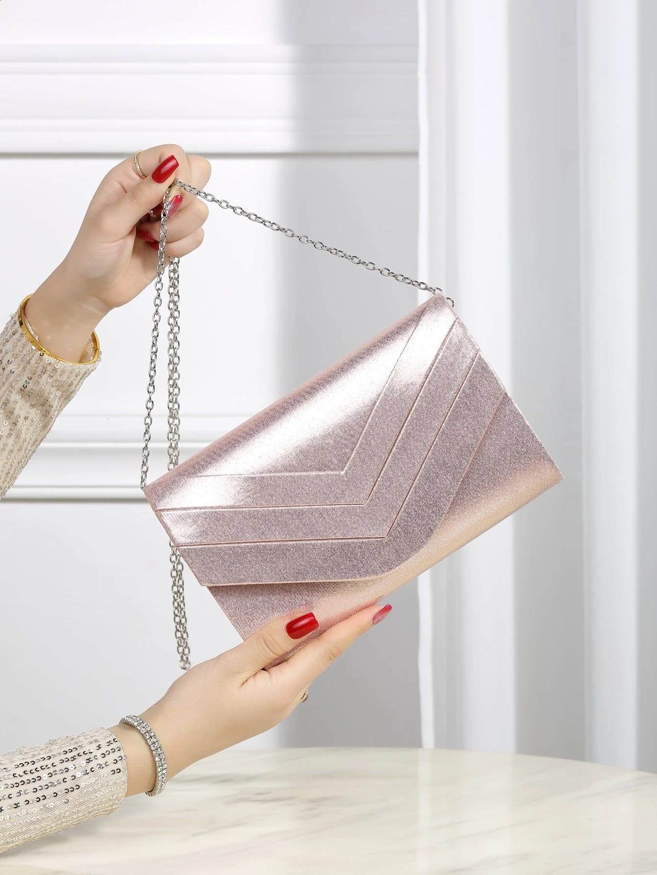 Charming Elegant Sophisticated Luxurious Stylish Solid Patent Leather Evening Bag Portable Wallet Clutch PU Leather Bag 240813