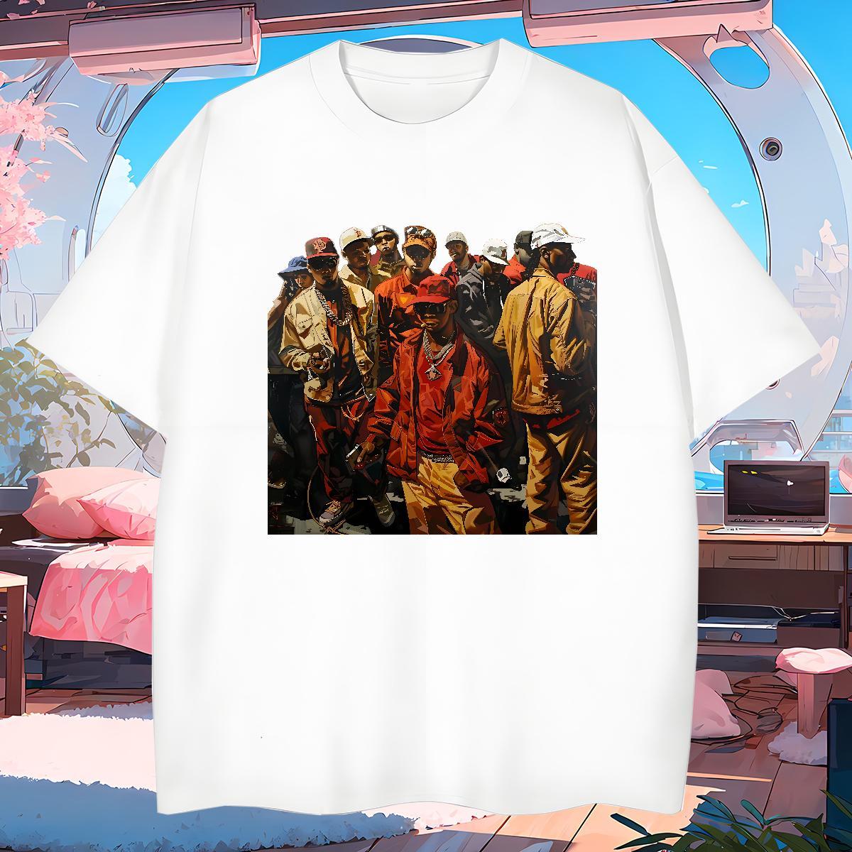 Man T Shirts 230g Pure Cotton person Hip Hop Breathable Short Sleeve Anime Print Men Tees 2024 DIY Loose Wear