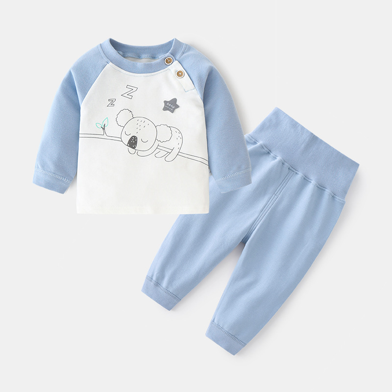Baby underwear set Children's autumn and winter base autumn clothing 0-3 years old baby shoulder printed two-piece high-waisted long Johns