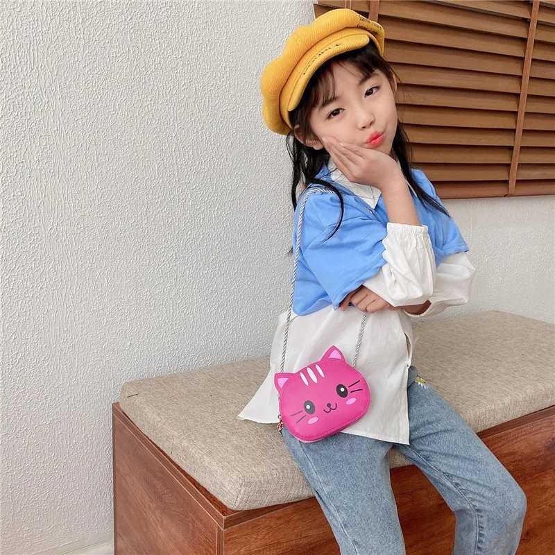 PU leather single shoulder horizontal bag cartoon cute animal childrens mini handbag baby girl childrens coin wallet W240906