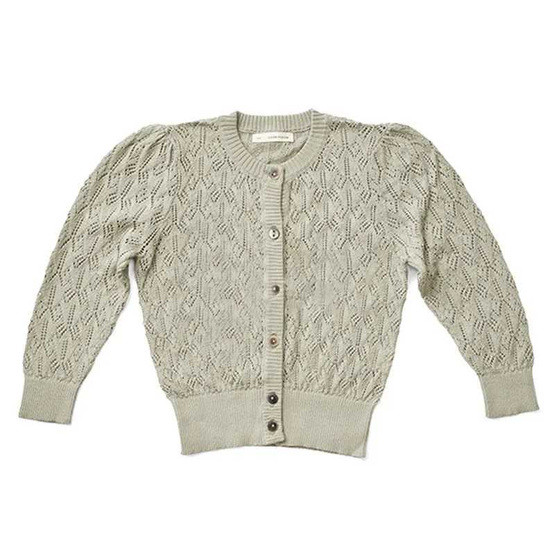8071 Childrens Clothing Girls Cardigan Summer Colorful Jacquard Air Conditioning Jacket Childrens Knitted Cardigan Hollow Top W240813
