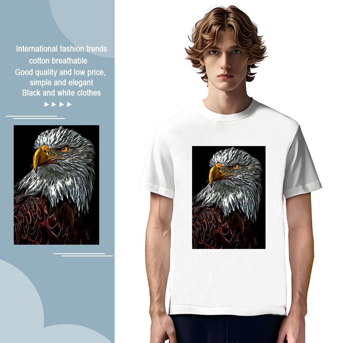 Cool Design T-Shirts eagle O-Neck Short Sleeve Hip Hop Street Asian Size 230g Pure Cotton Tshirt for Man Woman Stylist Tees