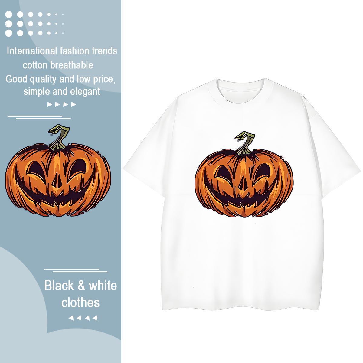 Classic Man T Shirts pumpkin Crew Neck Hip Hop DIY Anime 230g Cotton Men Clothes T-Shirt Free Shipping Tees