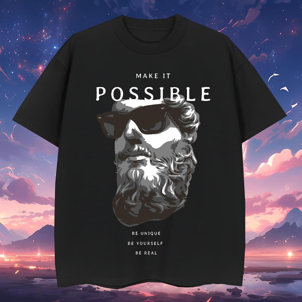 T-Shirts for Men 230g 100% Cotton portrait Outdoor Round Neck Short Sleeve Oversized 4XL Tshirt for Man Woman Customized Loose Top Tees