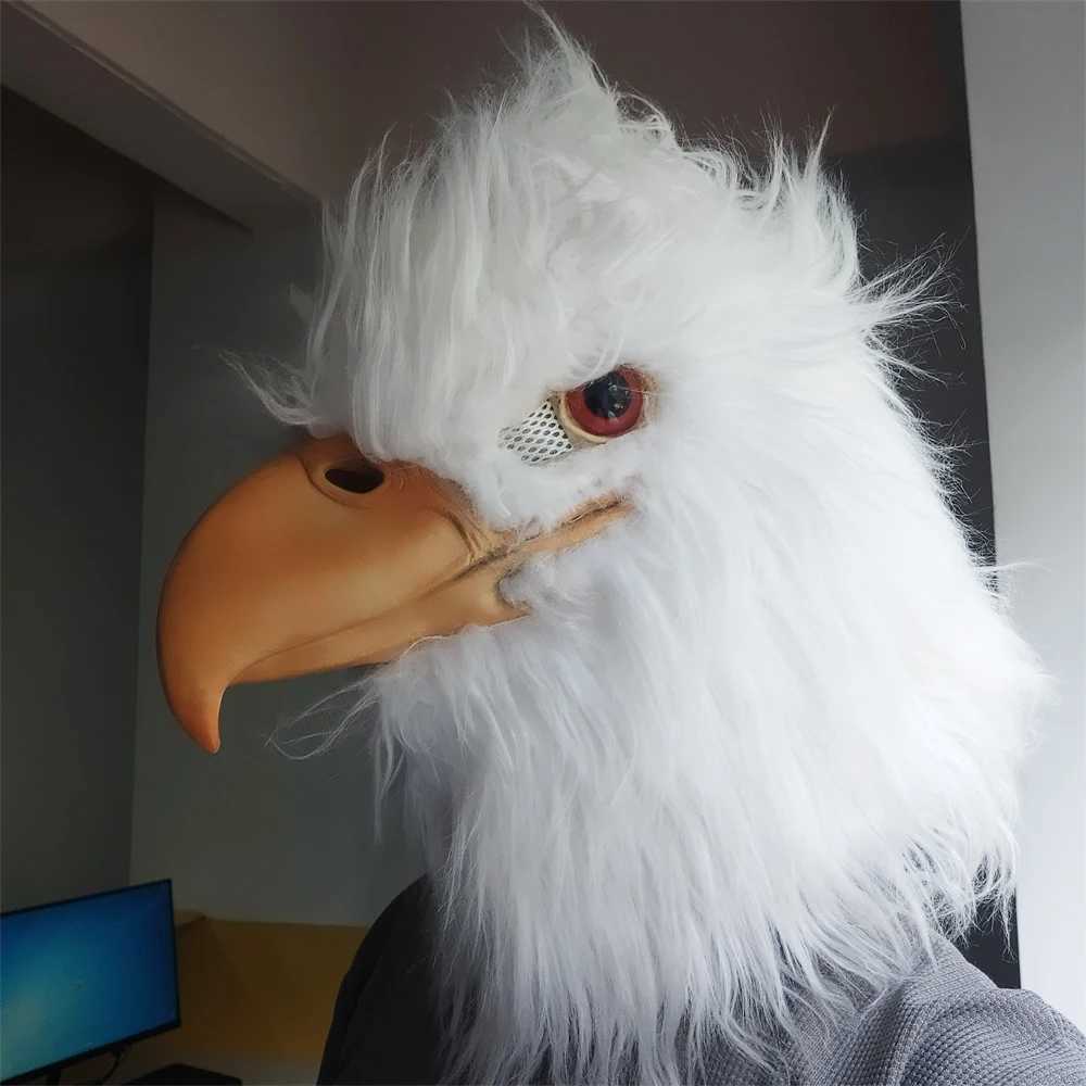 Novelty Bird Latex Masks Eagle Mask Closed Mouth Eagle Head Cover Halloween Party Animal Dress up Cosplay Hawk Headgear Props Y240813