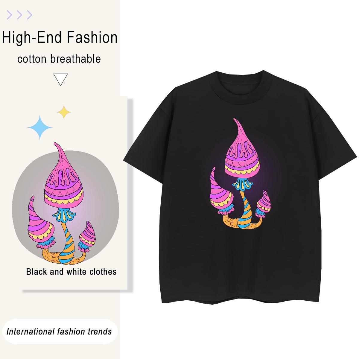 Brand Men Clothes T-Shirt Hip Hop Street 230g 100% Cotton Anime Breathable Crew Neck mushroom T Shirt For Man Designer Tee Shirt