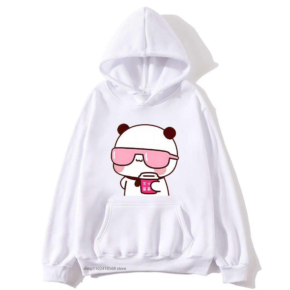 Hoodies Couple Bubu Is Watching Movie With Dudu Plus Size Sweatshirt Cartoon Kawaii Print Pullover Haruku Men Women Sudaderas