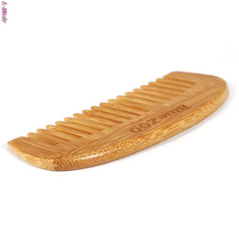 12cm long mini portable natural bamboo and wood hair comb curled crescent shaped anti-static health comb styling tool W240813