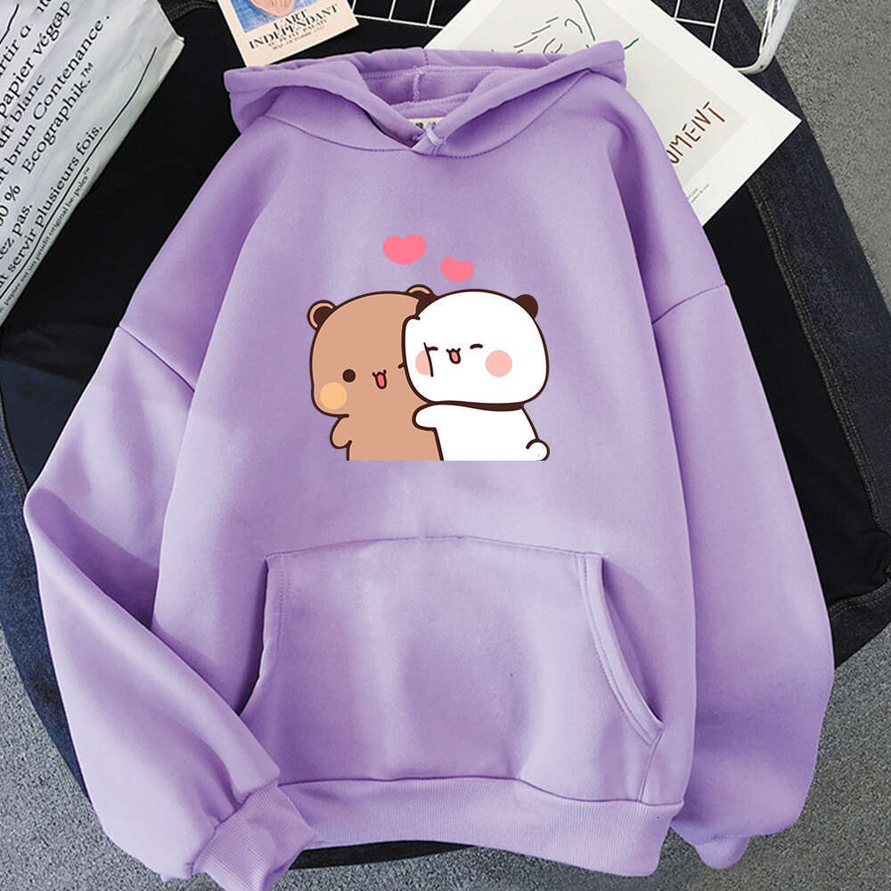 Panda Cartoon Bubu And Dudu Women Plus Size Hoodie Sweatshirt Kawaii Round Neck Haruku Unisex Printed Clothes Tops