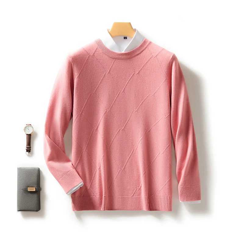 Mens O-neck thin loose young shaped sweater long sLeeved plus size wool sweater jacket S-3XL for autumn and winter 2024W240729