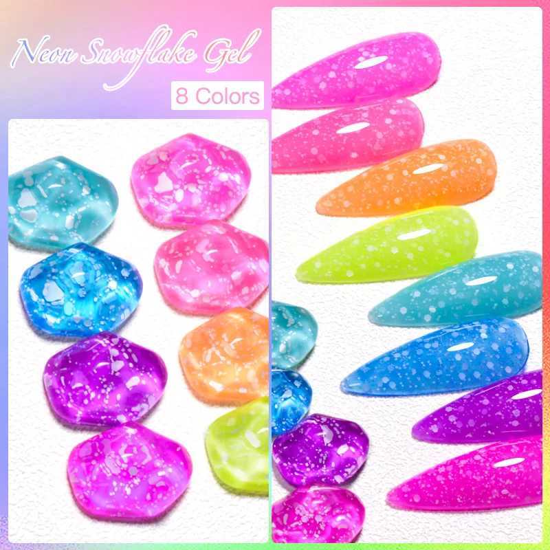 Mtssii 7ml Snowflake Gel Nail Polish Neon Fluorescent Gel Semi Permanent Pink White Snow Sequins Nails Art Design Varnish UV LEDM240814